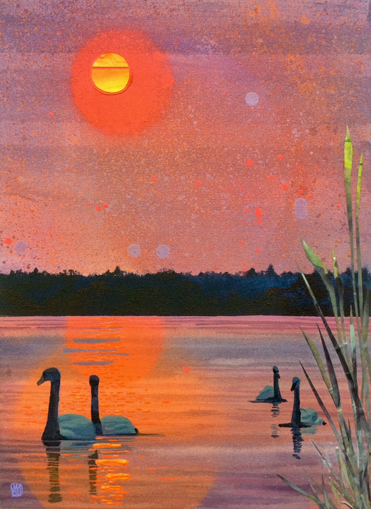 Postkarte "Vier Schwäne" DIN A5